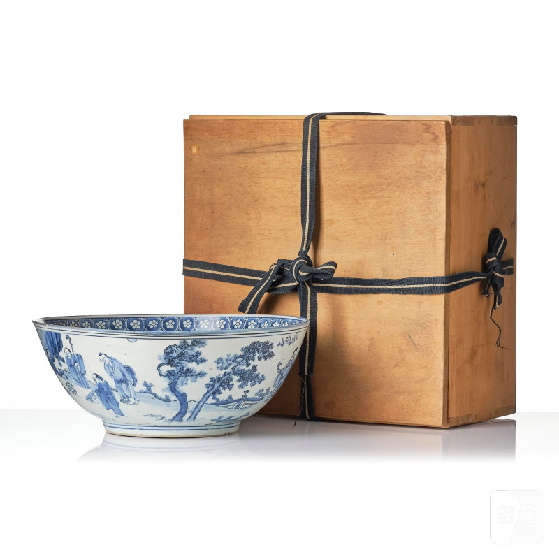 A large blue and white 'figural' bowl, - 图7